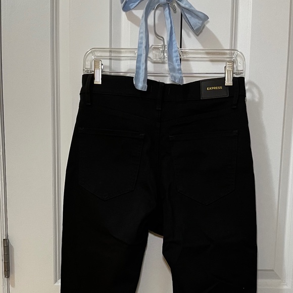 Express Skinny High Rise Skinny Denim Jeans - Black Distressed - Size 6 - Picture 5 of 9